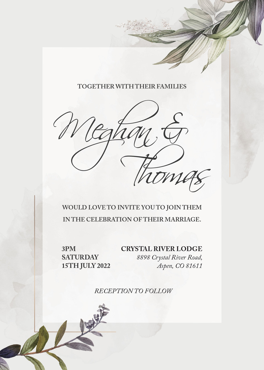 An example of an online wedding invitation with a button to RSVP on their wedding website