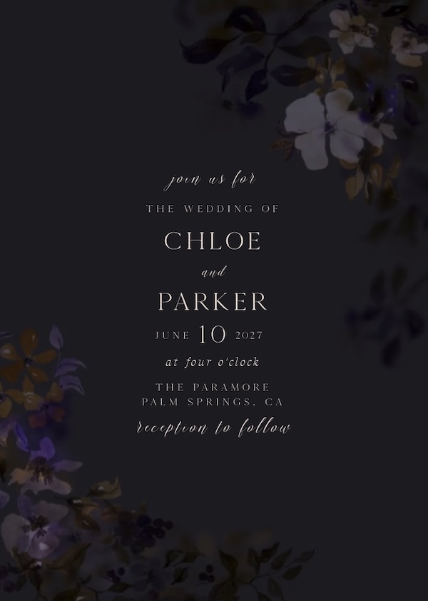 Online wedding invitation examples sent to guests.
